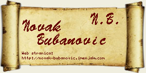 Novak Bubanović vizit kartica